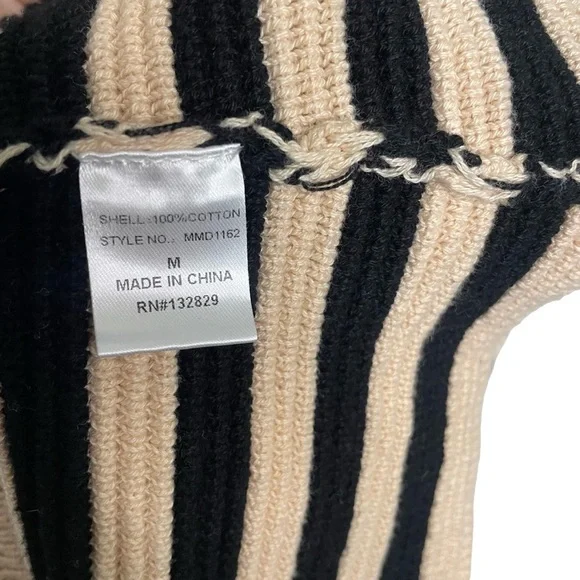 Miou Muse Crochet Knitted Black Tan Color Block Above Knee Dress Medium - Picture 6 of 7